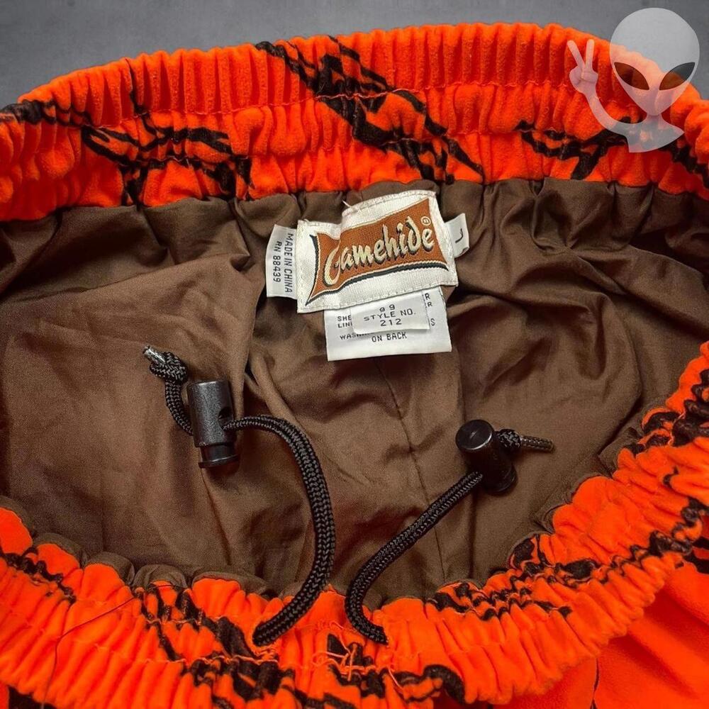 Gamehide Hush Hide Pants Large Blaze Orange Camo Hunting Quiet Fleece - Picture 8 of 8
